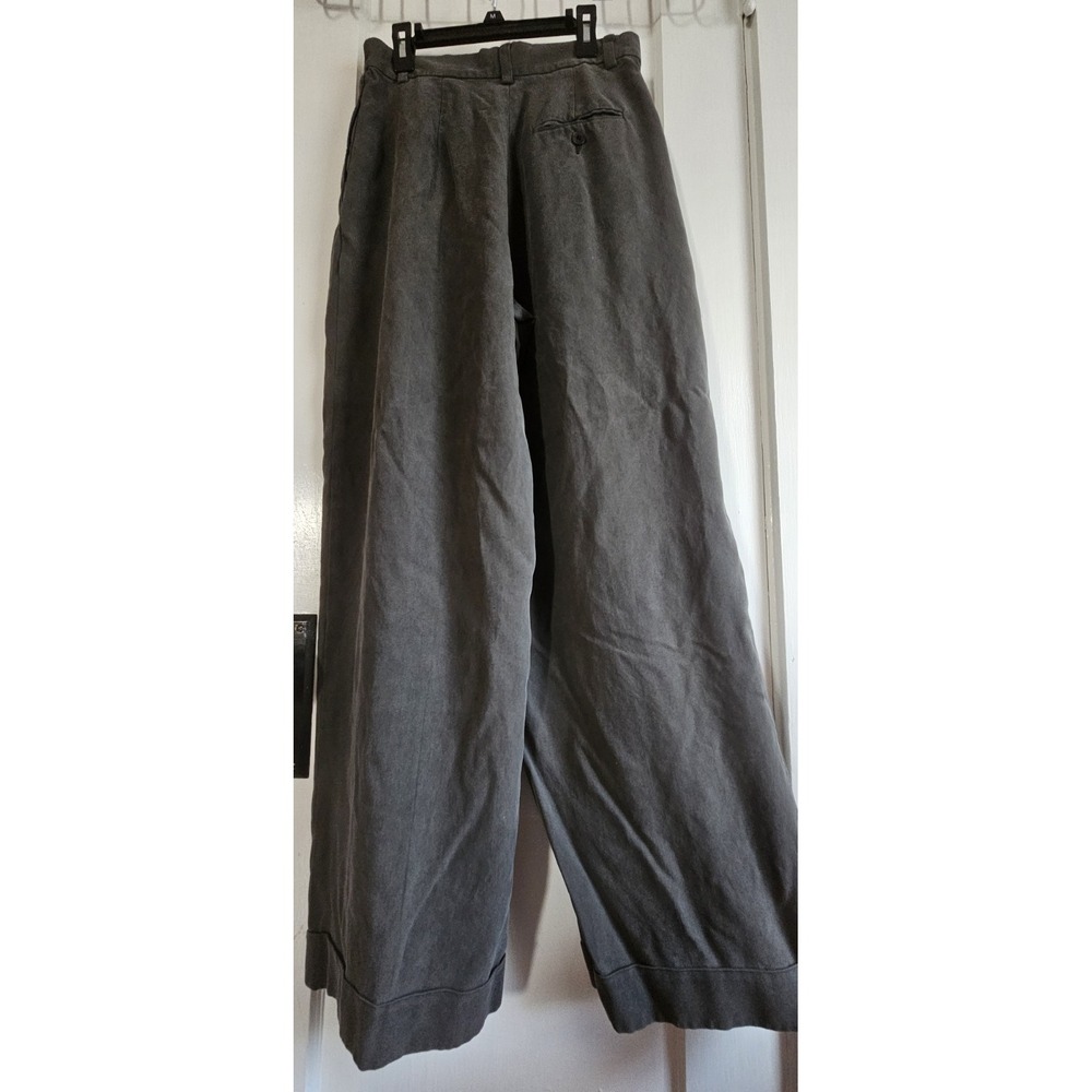 100% SILK Banana Republic Charcoal Gray Wide Leg Pants - Picture 3 of 10